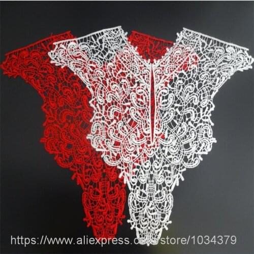 1Pc 3Colors Polyester Fabric Venise Lace Beautiful Flower Applique Lace Collar DIY Craft YL0124-3