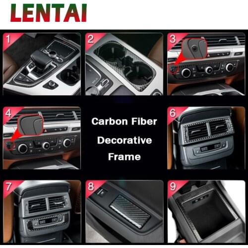 LENTAI Auto Car Styling Carbon Fiber Interior Decoration Panel Frame Protective Cool Sticker For Audi Q7 2016 2017 Accessories