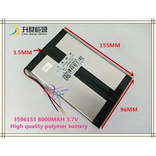 3.7V 8000mAH 3596155 Polymer lithium ion / Li-ion battery for tablet pc,GPS,cell phone,power bank