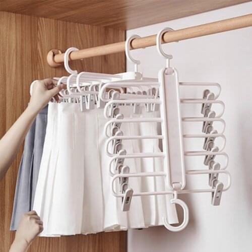 Multifunctional Folding Drying Rack Pants Rack Bedroom Dormitory Wardrobe Clothes Rack Home Magic Hanging Pant Storage Hook Clip