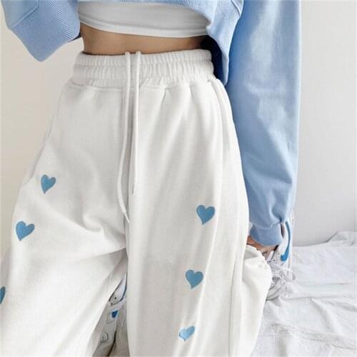 Fashion High Waist Straight Trousers Women Solid Color Casual korean Pants Loose Elthtic Waist Pantalones Korean Style Joggers
