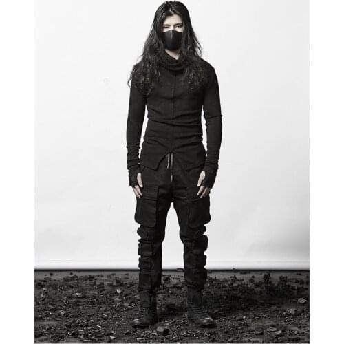 Mens spring and autumn new dark fashion trend feeling road with a turtleneck sweater all-match slim bottom shirt