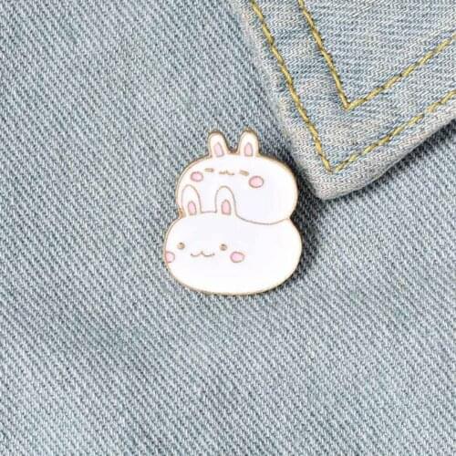 New Cartoon Cute Fat White Rabbit Alloy Enamel Brooch For Friends Purse Shirt Animal Jewelry Brooches Gift