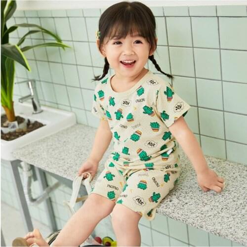 New Kids Clothes Children Clothing Sets Girls Pajamas Sets Girls Cotton Sleepwear Short Sleeve Pyjamas Kids Home Clothes Outfits