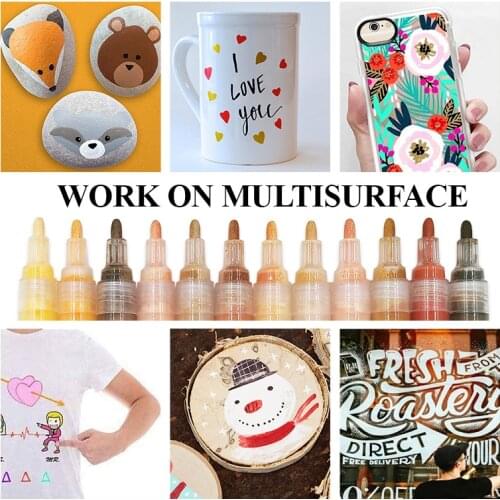 The New 12Color Acrylic Marker Skin Colour Water-based Pen Body Paint Graffiti Ceramic Marker DIY Christmas Gifts Markers Pens