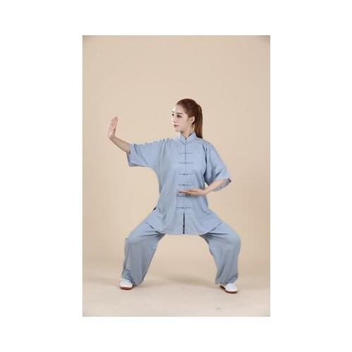 Spring and summer cotton and linen Tai Chi Tai Chiquan practice clothing long-sleeved autumn men women martial arts clothing