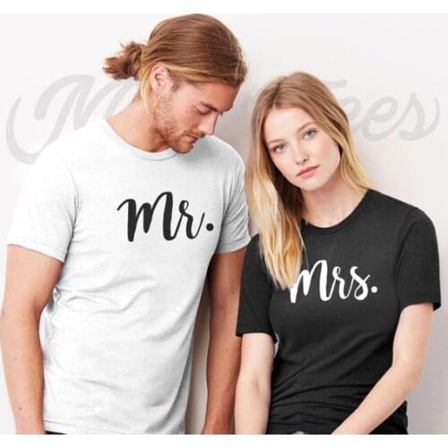 Matching Couple Tee Wedding Gift Anniversary Gift Slogan Graphic T Shirts Tops Couple Mr and Mrs T-Shirt Couple