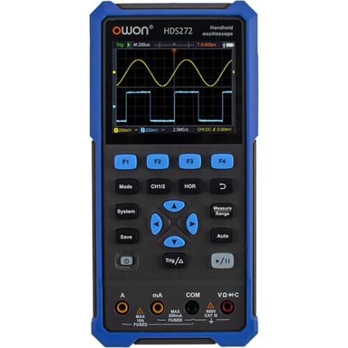 Professional OWON HDS242S 3-in-1 Handheld Digital Oscilloscope Waveform Generator Multimeter 2CH USB TypeC 40MHz 3.5 LCD Meter