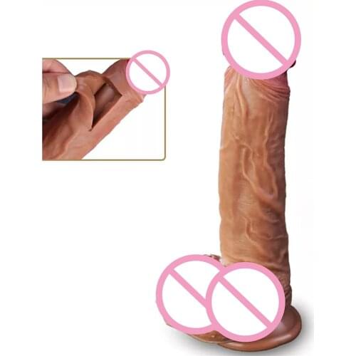 8.3 Inch XXL Realistic Dildo with Powerful Suction CupRealistic Penis Sex Toy Flexible G-spot Dildo with Curved Shaft and Ball