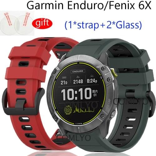 3in1 Smart Watch Band For Garmin Enduro/fenix 6x pro solar Strap Silicone Quick Release Easyfit Wristband screen protector film