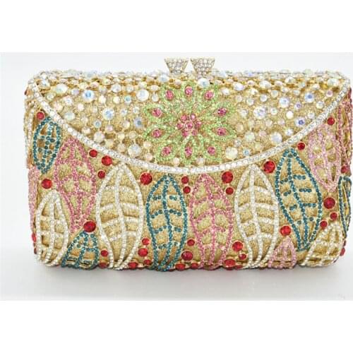 Diamond Luxury Flower Clutches Nigeria Elegant Crystal Purses Hollow Out Style Women Evening Bags Sequined Wedding Party Clutche