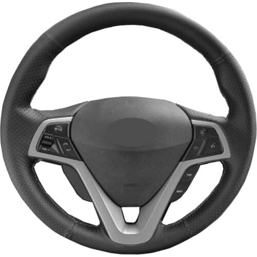 Hand Sewing Car Steering Wheel Cover Wrap Leather Suede For Hyundai Veloster 2011 2012 2013 2014 2015 2016 2017 Funda Volante