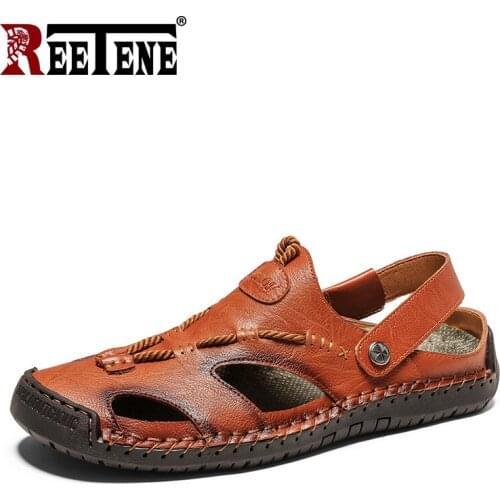 REETENE Big Size 38-48 MenS Sandals Summer Men Beach Sandals Outdoor Casual Sandals For Men Comfort Breathable Sandals Male