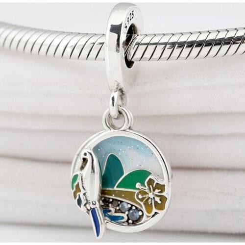 Original Multicolor Enamel Love Brazi Parrot And Beach Pendant Beads Fit 925 Sterling Silver Charm Bracelet Diy Jewelry