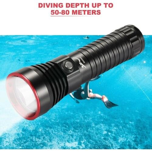 20000lm Super bright Diving Flashlight IP68 highest waterproof rating Professional diving light Powered by 26650 battery