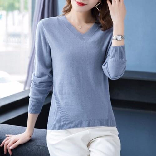 New V-neck Sweaters Woman pullovers Tops Korean soft Bottoming Female 2020 Autumn Winter Casual Loose Sweaters Jumper Pull Femme
