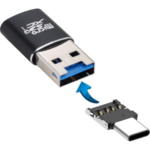 USB 3.0 to Micro SD SDXC TF Card Reader with Micro Type-C USB-C OTG Adapter for Tablet / Cell Phone
