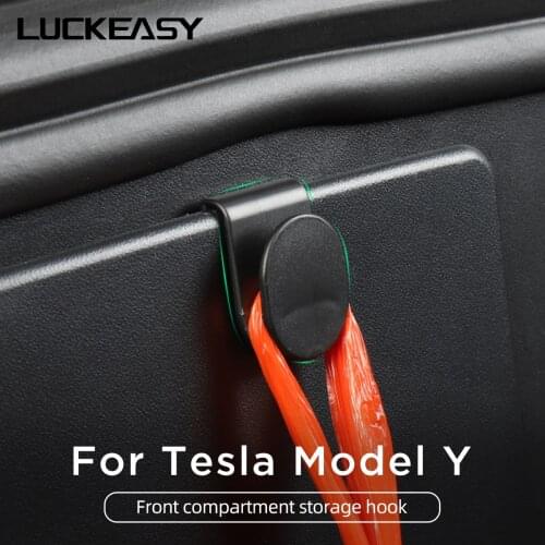 LUCKEASY Car Exterior Functional Modification Accessories For Tesla Model Y 2020 2021 Front Trunk Storage Hook 2pcs/set