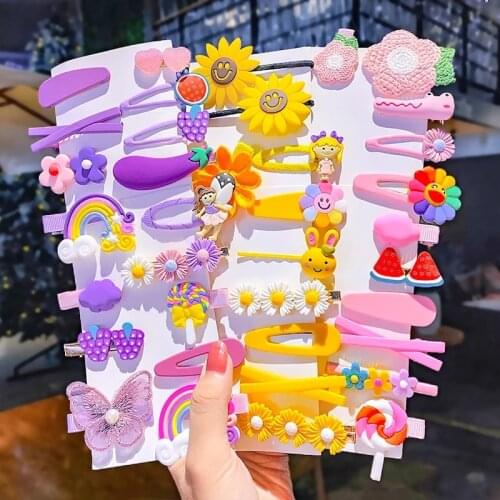 8/9/10/set Cute Cartoon Flower Fruits Rainbow Colorful Geometric Sweet Hairpin Headband Barrettes Ornament Hair Clip Accessories