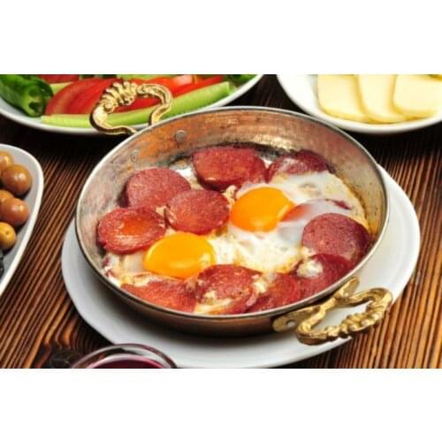 Geleneksel Türk Bakır Yumurta Omlet Tava, El Dövülmüş Bakır Sahan, Fritöz Pot Pirinç Kolları