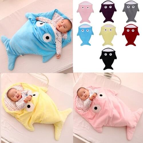 Newborn Baby Winter Warm Sleeping Bags Shark Shape Infant Swaddle Wrap Swaddling Stroller Wrap Toddler Blanket Sleeping Bags