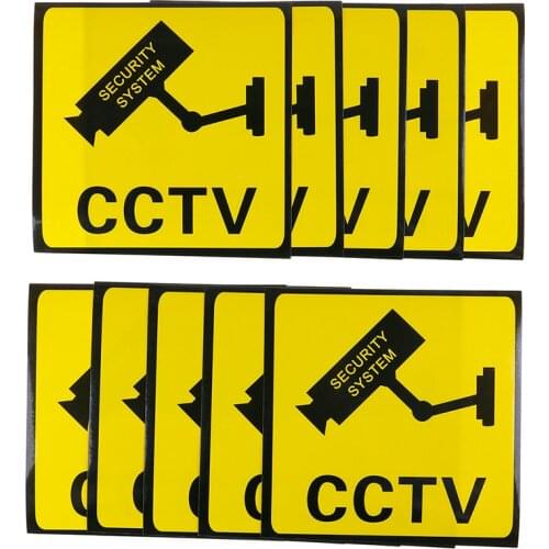 10Pcs/Lot Warning Sticker Monitoring Warning Sign Security Warning Labels Video Camera Alarm Sticker Mark 11x11cm