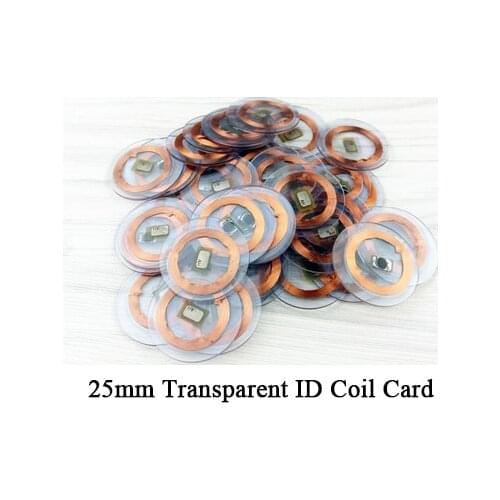 100pcs transparent id coil tag 125khz rfid contactless crystal round fob tk4100 em4100 em4200 chip read only function