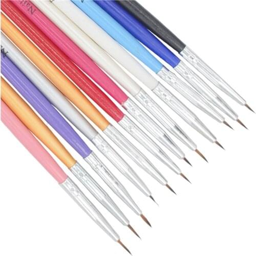 Pinkgirl 12pcs Nail Art Dotting tools Nail Brush Set Pen Flat Crystal Painting Drawing Carving Nail Tool