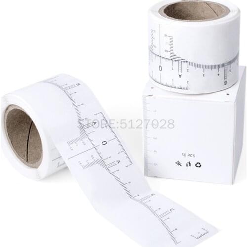 50Pcs/Set Tattoo Eyebrow Measuring Scale Tape Disposable Auxiliary Tool Ruler Stickers for Beginners