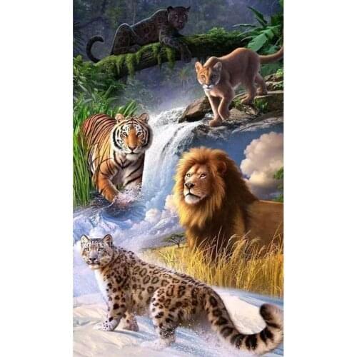 5D DIY Full Square/Round Diamond Painting "Tiger Lion Leopard " 3D Embroidery Cross Stitch Rhinestone Mosaic Home Decor Art YC68