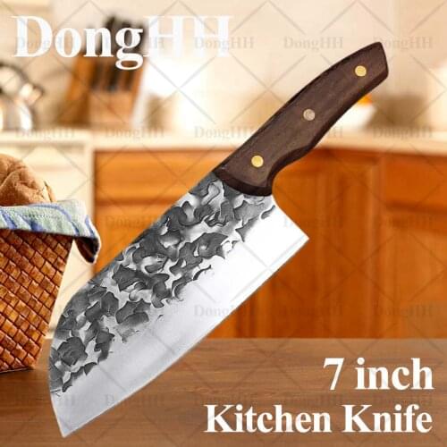7 Inch Damask Stainless Steel Kitchen Knives Meat Cleaver Chef Knife Forged Handmade Vegetable Meat Fruits Cutter Slicer