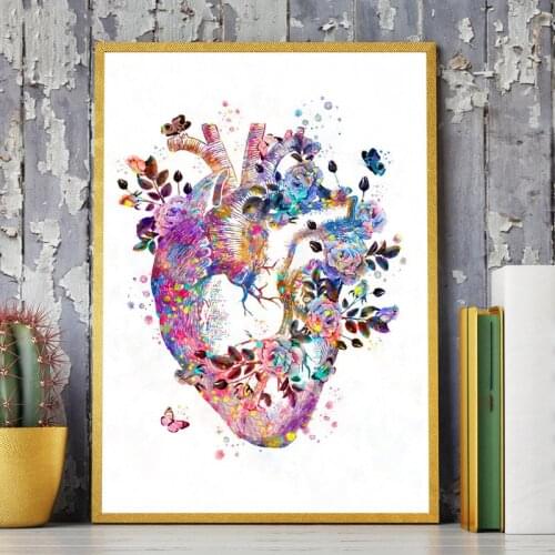Human Heart Anatomy Diy Diamond Painting Medicine Student Gift Organs Art Watercolor embroidery Doctors Office Wall Decor BY4