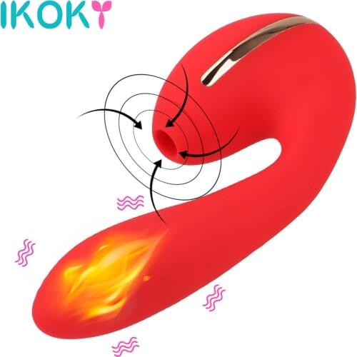 IKOKY Heating Dildo Vibrator Vagina Clit Sucker Sucking Vibrator Vibrating Oral Sex Sex Toys for Women Clitoris Stimulator