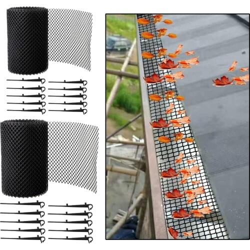 Gutter Guard Leaf Mesh Roof Guttering Stop Leaf Blocks 6m 8m With Hooks