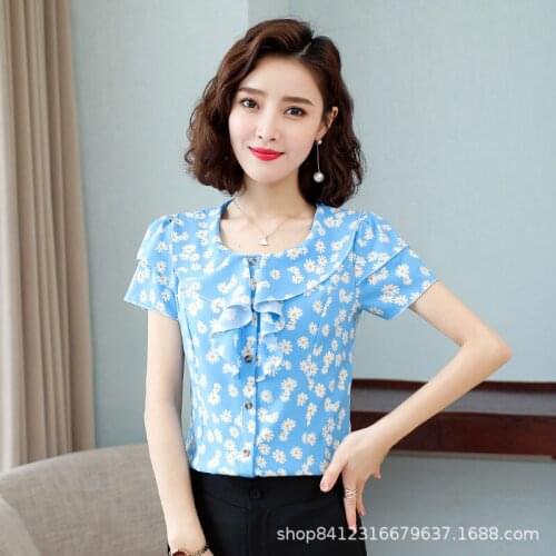 Korean Fashion Chiffon Women Blouses Office Lady Shirt and Blouse Summer Short Sleeve Plus Size XXXL/5XL Women Tops and Blouses