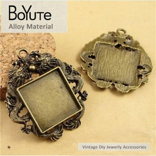BoYuTe (20 Pieces/Lot) 25MM Cabochon Base Antique Bronze Plated Zinc Alloy Blank Pendants for Jewelry Making Accessories