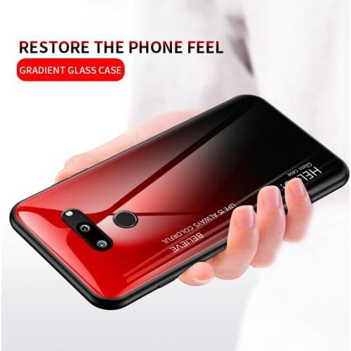 For LG G8 ThinQ G820 Case Gradient Aurora Tempered Glass Back Cover Hard Case For LG G8 ThinQ LMG820QM7 G820UMB Coque Capa