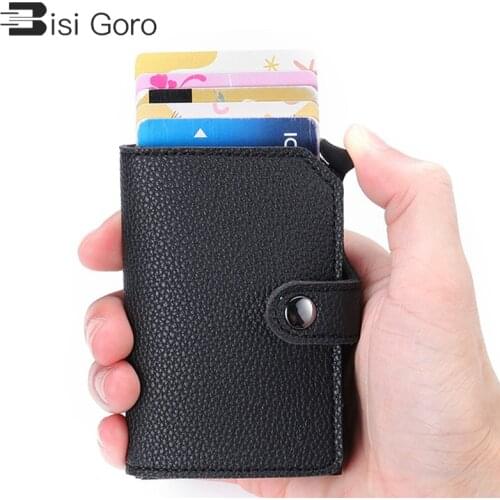 2021 New RFID Minimalist Bank Card Holder Anti-theft Metal Aluminum Wallet Mini Men and Women Black Business Credit Card Case
