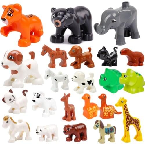 Animal Baby Cat Dog Horse Tiger Dinosaur Big Building Blocks Cultivate Childrens Love Compatible With Original Brands Toy Block