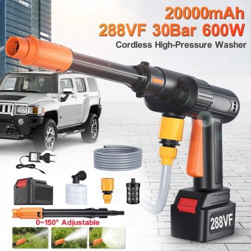 WIth 0-150°Nozzle 20000mAh 30Bar Electric High Pressure Car Wash Water Gun Cleaner Portable Car Washer Washing Machine