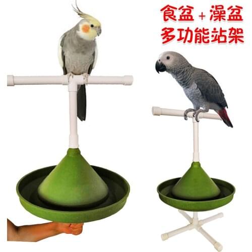 LHXMAS PET TOYS Large multifunctional Parrot Bird Station holder rack big food basin bath basin Multiple free combinations