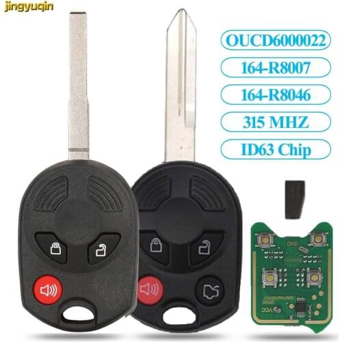 Jingyuqin Car Key Remote Control 315MHZ ID63 80bit For Ford C-Max Edge Escape Focus Lincoln Mazda Mercury OUCD6000022 4 Button