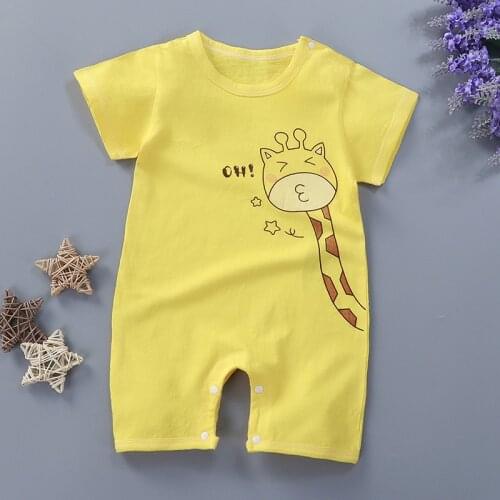 Summer Baby Girls Short Sleeve Pajamas Giraffe Bodysuit Newborn Boys Jumpsuit Cotton Clothes Body Costumes Childrens Clothing