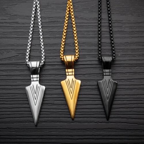 OPK Arrow Design Pendant Trendy Men Necklace With Box Link Chain 316L Steel Jewelry Accessories GX1070