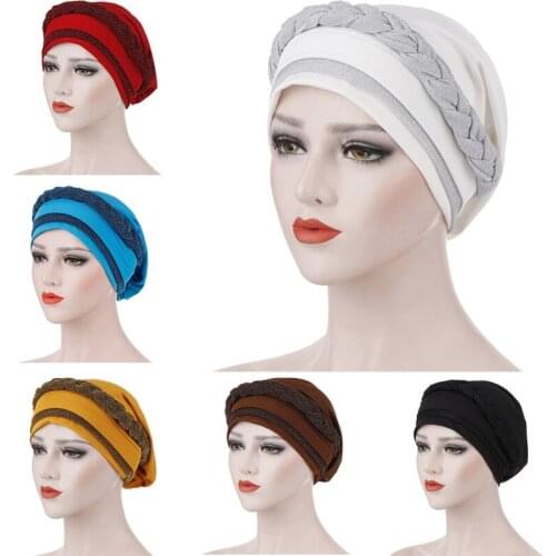 Muslim Women Turban India Headscarf Sleep Night Cap Beanie Bonnet Hair Loss Chemo Caps Islamic Hat Headwear Stretch Head Wrap