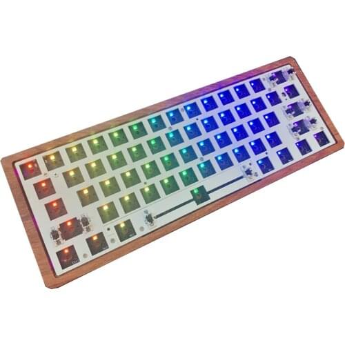 GK61XS Mechanical Keyboard Kit RGB Howswap Programmable Bluetooth Replacable Spacebar Cherry MX Switches with Metal Walnut Case