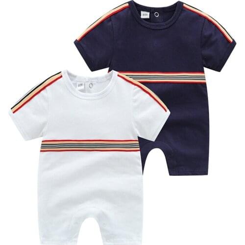 New Summer baby boy clothes thin Unisex cotton Patchwork Striped short-sleeved newborn baby girl romper