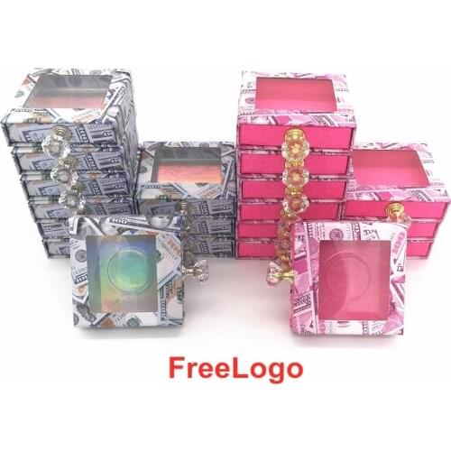 New USD wholesales Crystal handle 25mm False Eyelashes Packaging Box Lash Boxes Fake 3d Mink Lashes Glitter Case empty makeup