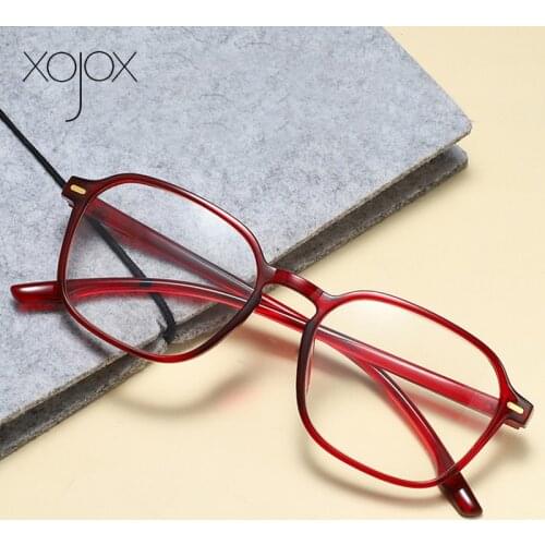 XojoX Vintage Square Reading Glasses for Women Men Decorative Hyperopia Eyewear Transparent Prescription Eyeglasses