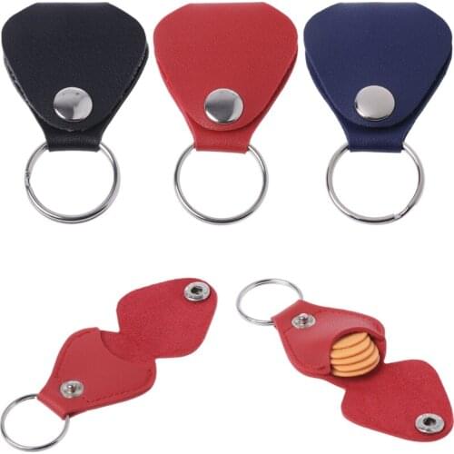 OOTDTY Guitar Picks Package Picks Bag Leather Case Key Holder Chain Reeds Plectrum